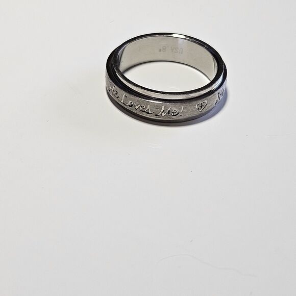 *Sale* He Loves Me Stainless Steel Spinner Ring Band Size 8 - Picture 15 of 15